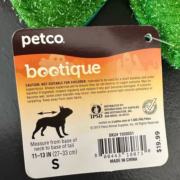 Petco Small Dog Green & Orange Pumpkin Costume - Picture 7 of 8